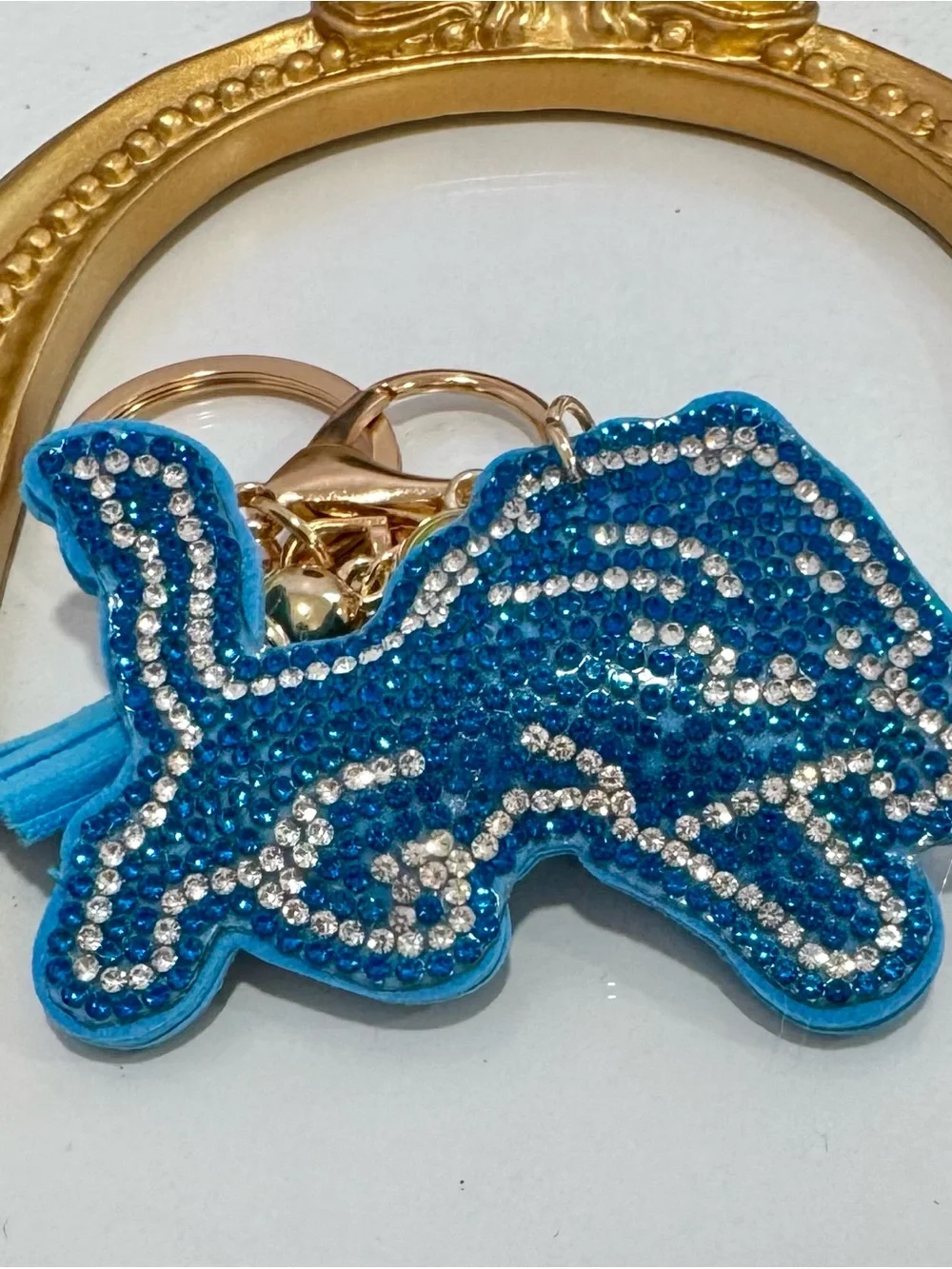 New Blue Crystal Detroit Lions Keychain
